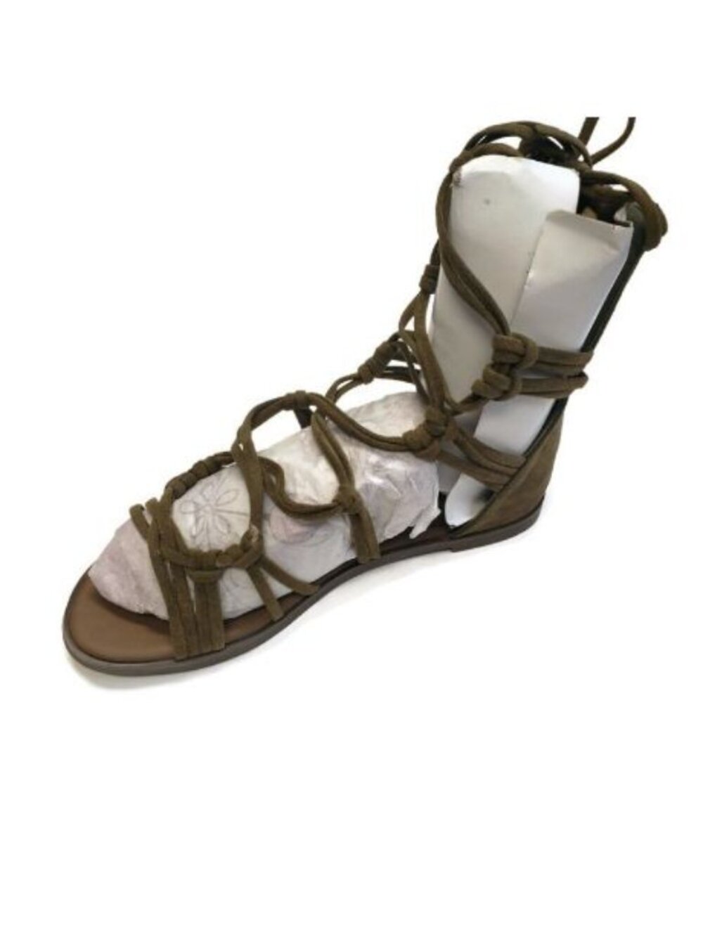 Breckelles DG23 Olive Gladiator Sandals Womens 6.5 Faux Suede Flat Shoes New - Picture 9 of 10